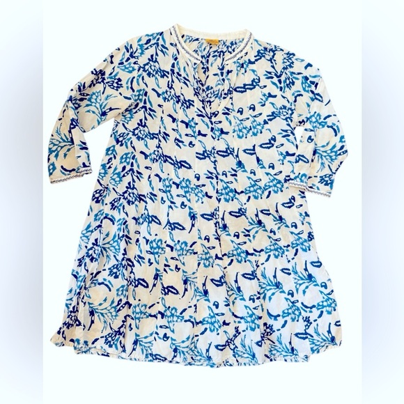 Roller Rabbit Blue Floral 100% Cotton Tunic Dress XS - Picture 1 of 4